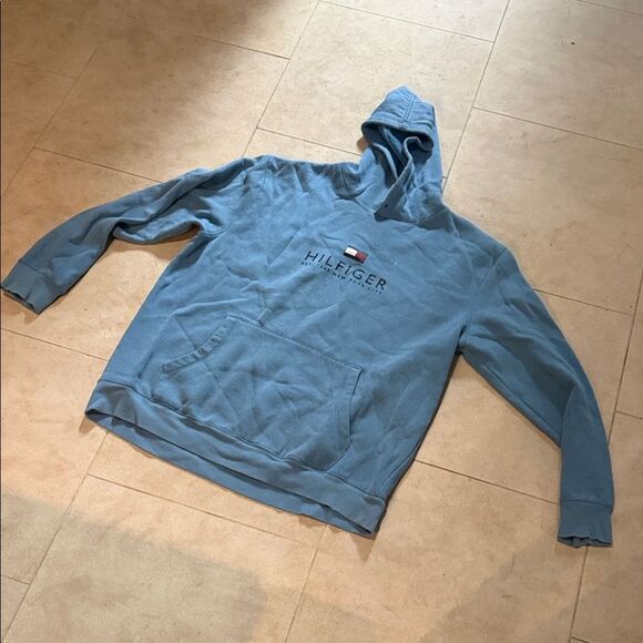 Tommy Hilfiger Light Blue Pullover Hoodie Mens XXL - Light Blue Sweatshirt - Picture 1 of 4